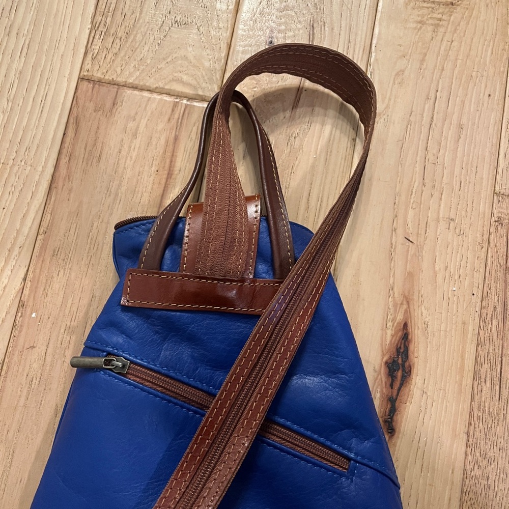 Blue Leather Backpack - image 5